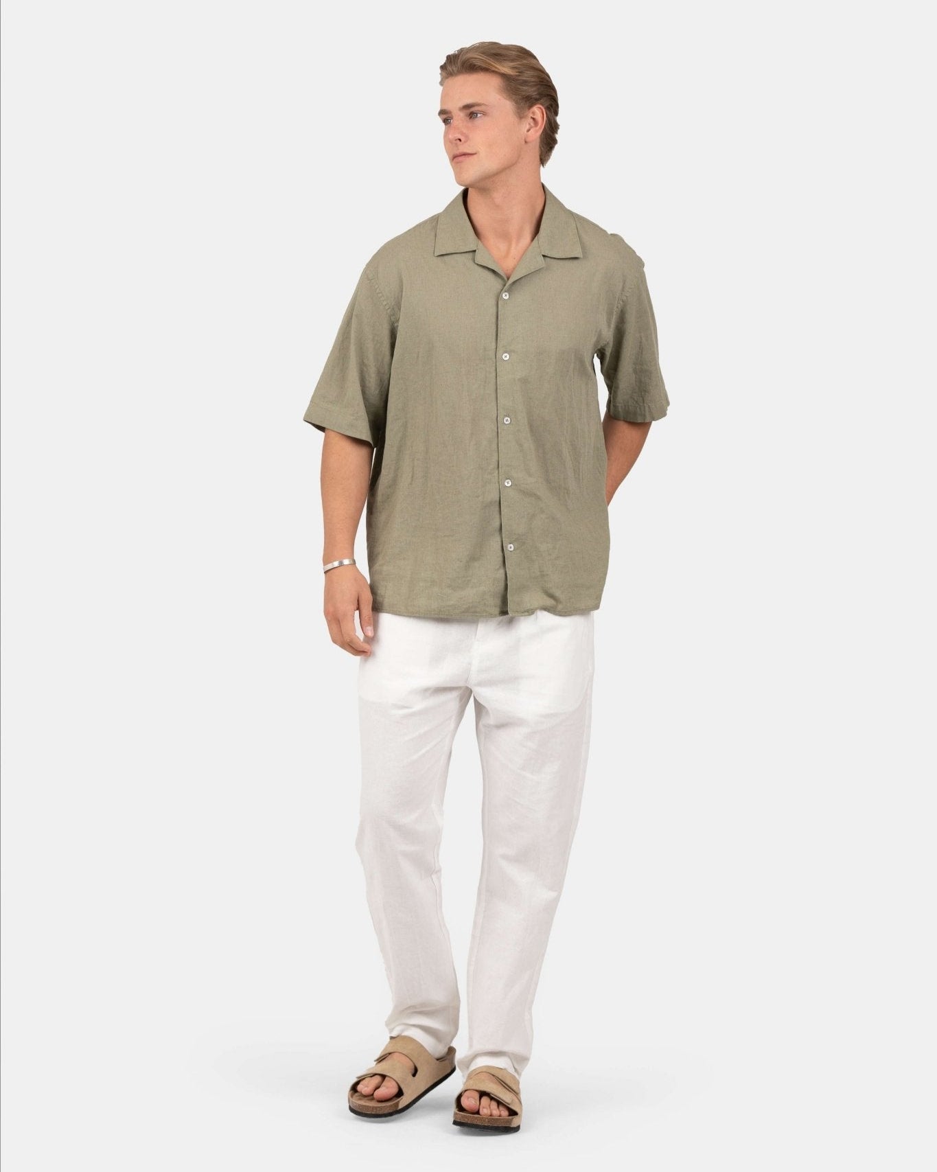 Kortærmet Hørskjorte Army | Skagen - clothing.dk